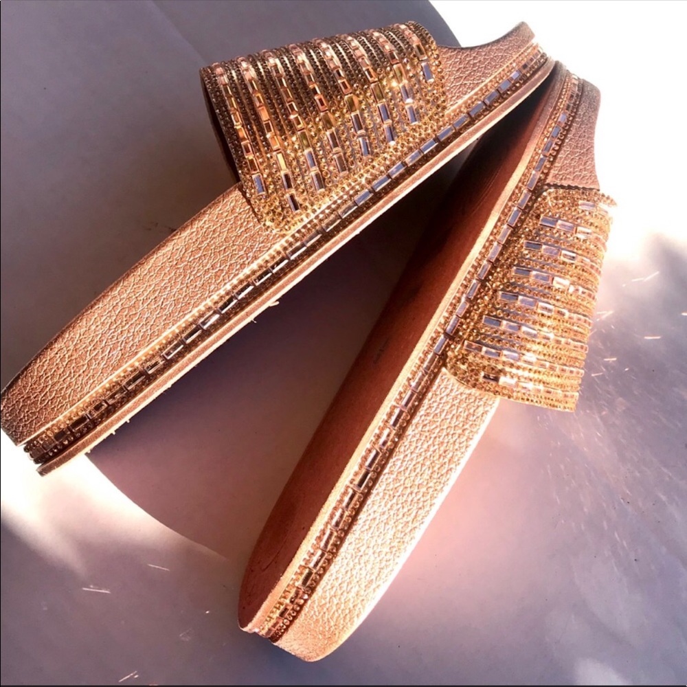 New women Gold Bling Sandal Slides, size 8.